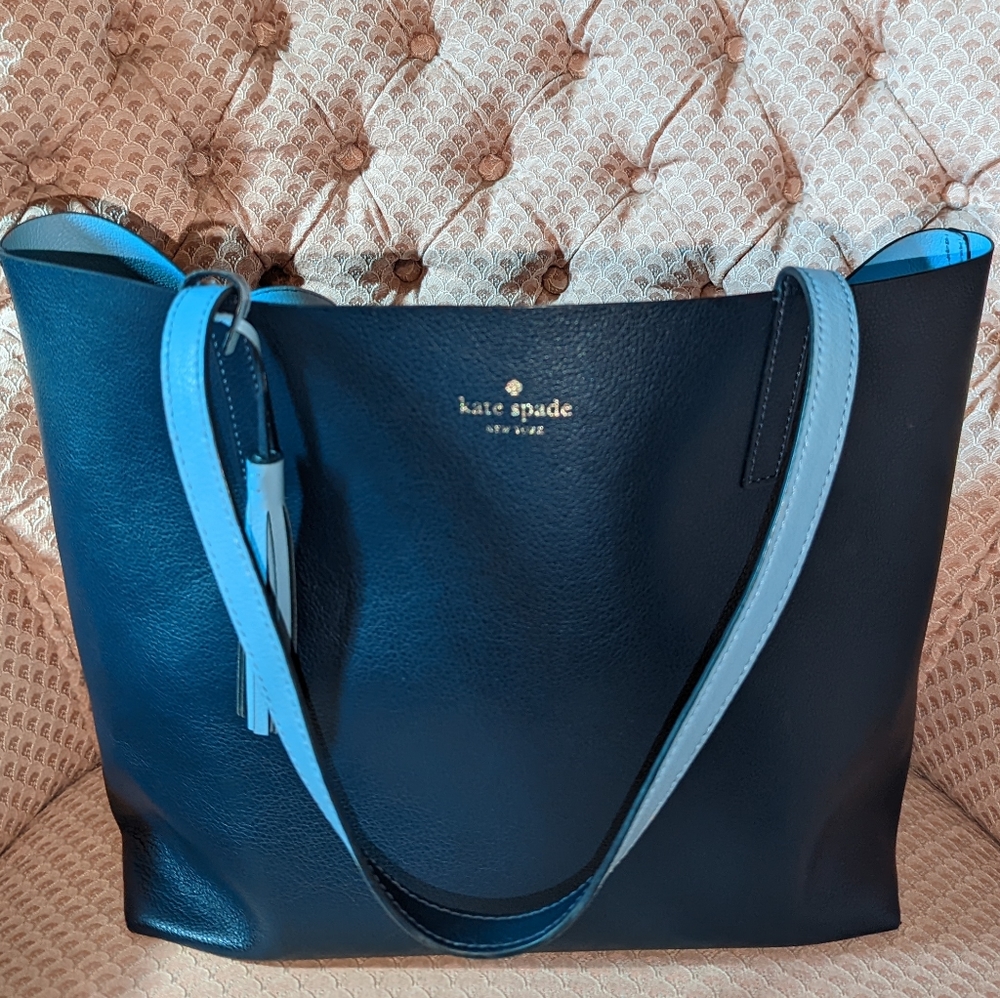 Kate Spade Reversible Large Tote Navy and Light Blue